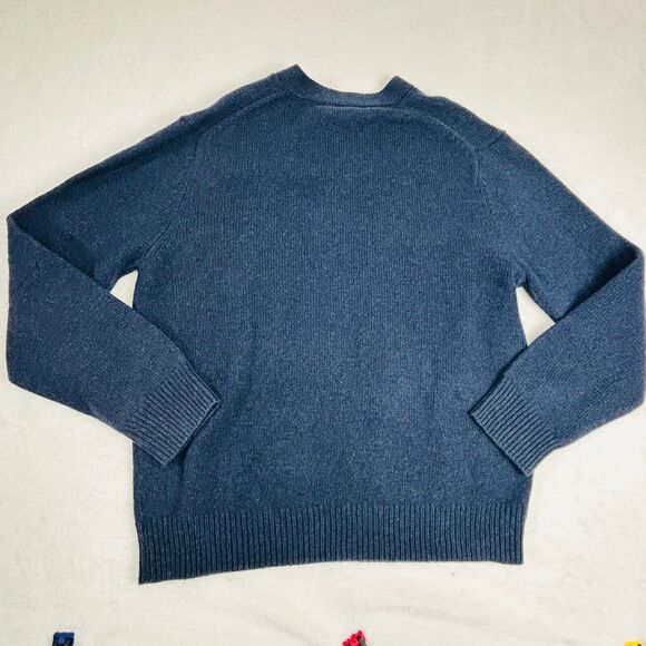 NWT Gap Wool Sweater Size XL Navy Blue‎ Angora Patchwork Textured V-Neck Preppy - Picture 13 of 16